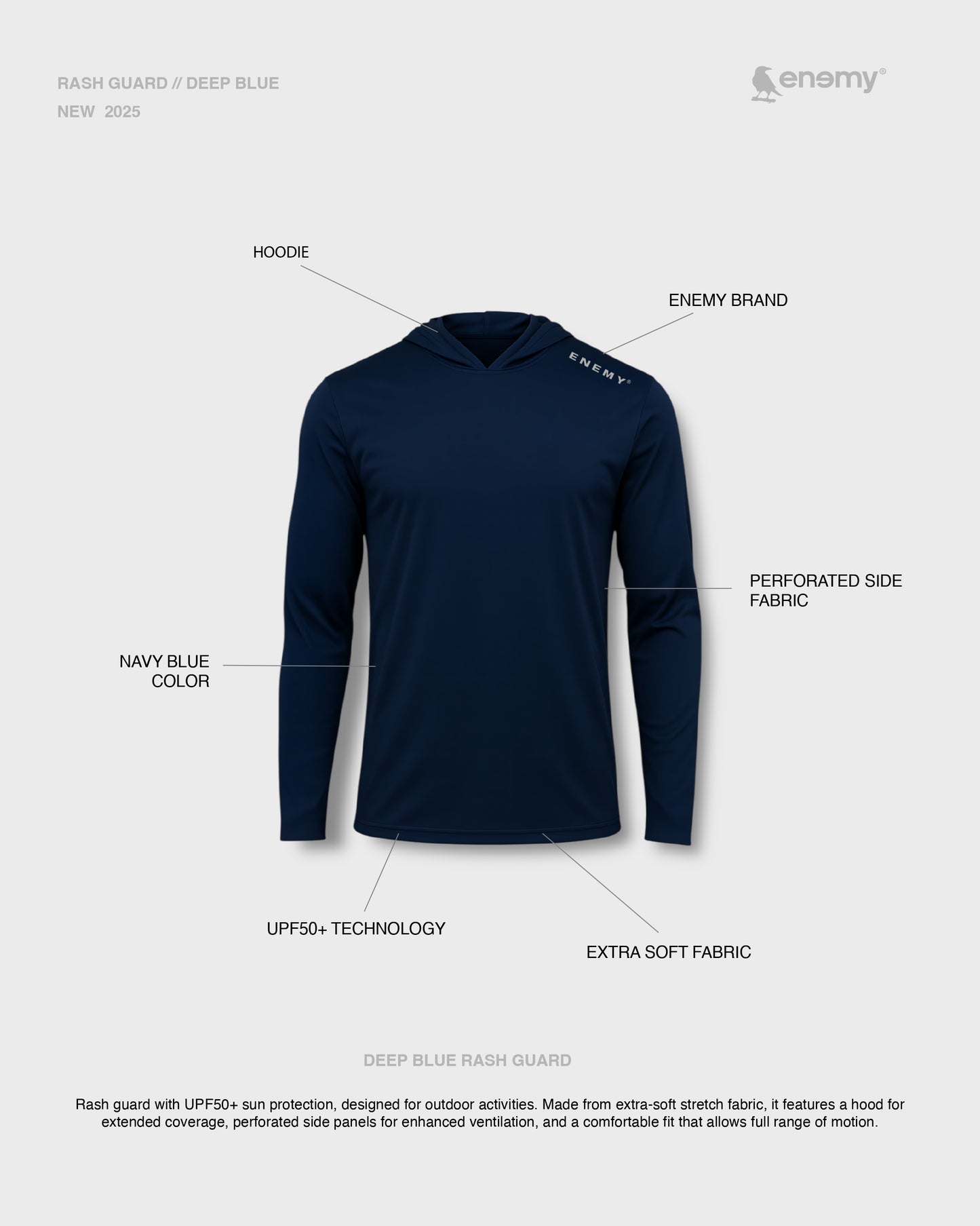 UPF50+ Rash Guard | Deep Blue
